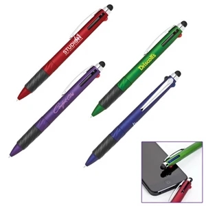 Plastic Ballpoint Pen/Capacitive Stylus with 3-Color-Ink