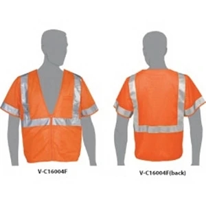 Class 3 Compliant Mesh Hi-Viz Orange Safety Vest w/ Sleeves