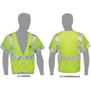 Class 3 Compliant Mesh Hi-Viz Lime Safety Vest with Sleeves