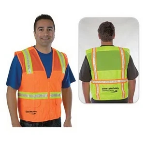 Hi-Viz Surveyor Safety Vest, Mesh Top & Solid Bottom