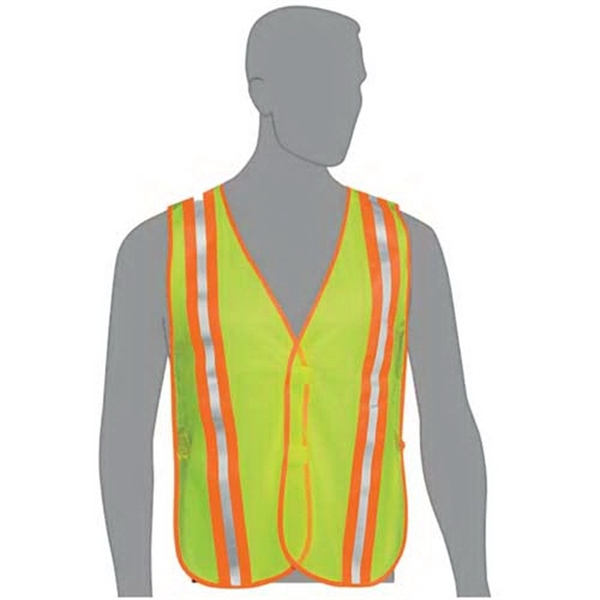 Hi-Viz Lime Mesh Safety Vest w/ 2-Tone Reflective Stripes