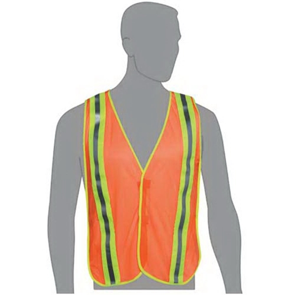 Hi-Viz Orange Mesh Safety Vest w/ 2-Tone Reflective Stripes