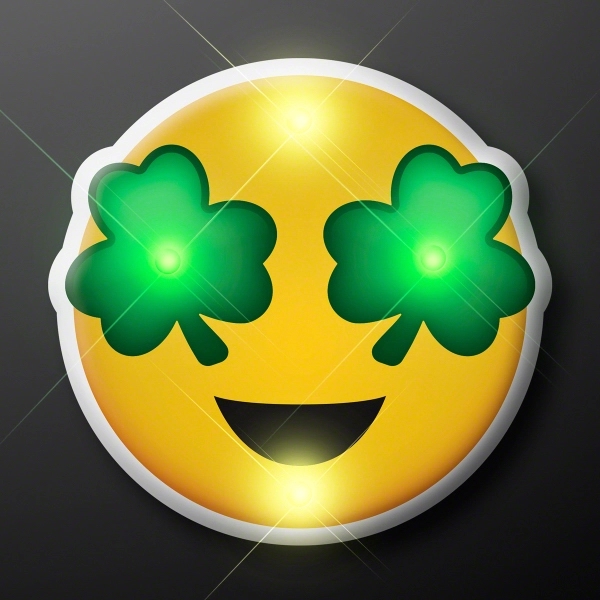 Irish Shamrock Eyes Emoji Blinky Pins - Image 1