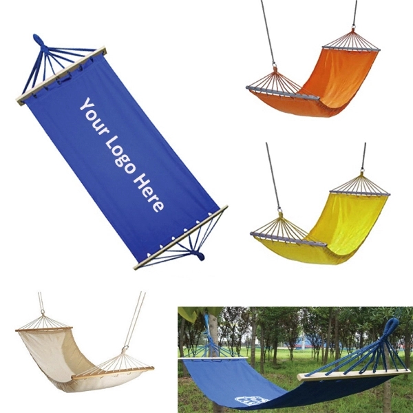 Canvas Hammock with Wooden Stick - Image 1