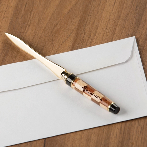 Wood Checkerboard Letter Opener - Image 2