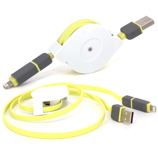 Self-spooling USB charging cable for Apple & Android product - Image 1
