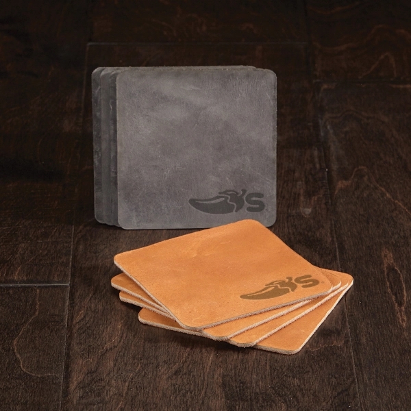 TANNER Set of 4 Leather Coasters - Image 1