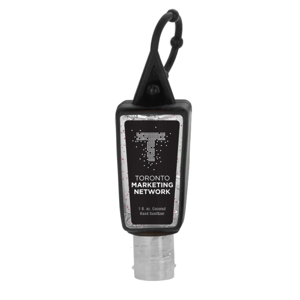 1oz Beaded Gel Sanitizer in Trapezoid Bottle-Silicone Sleeve - Image 1