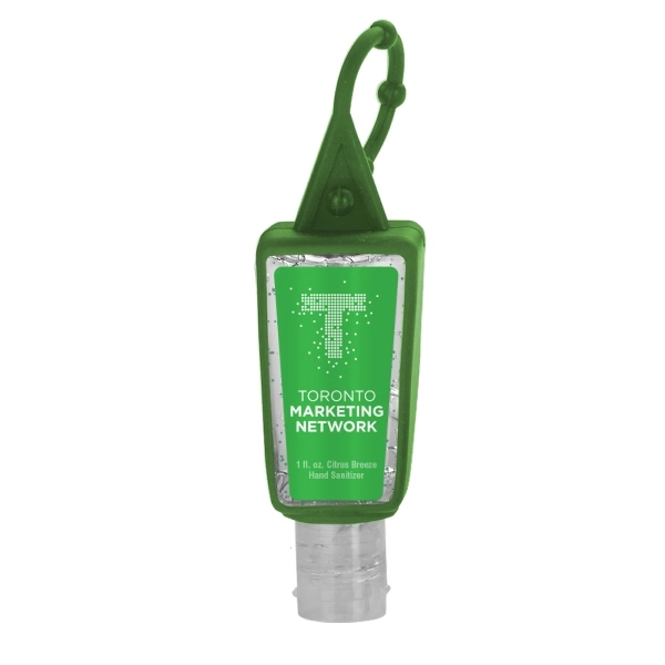 1oz Beaded Gel Sanitizer in Trapezoid Bottle-Silicone Sleeve - Image 3