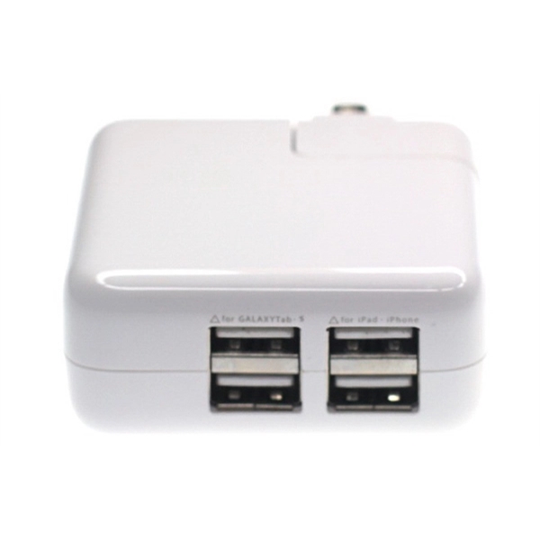 4-port Wall Charger with Large Branding Area Travel Charger - Image 3