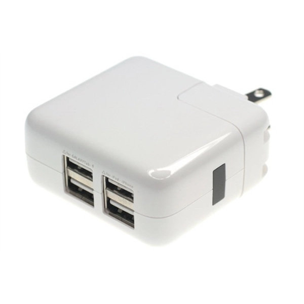 4-port Wall Charger with Large Branding Area Travel Charger - Image 6