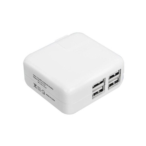 4-port Wall Charger with Large Branding Area Travel Charger - Image 10