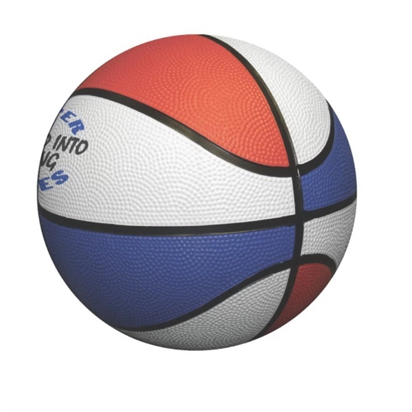 Mini Rubber Basketball - Red-White-Blue - Image 2