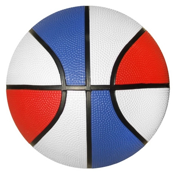 Mini Rubber Basketball - Red-White-Blue - Image 3
