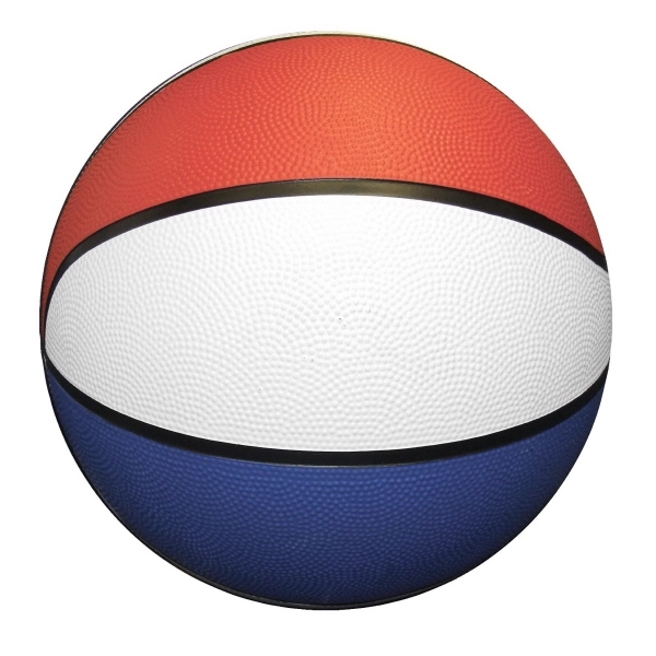 Mini Rubber Basketball - Red-White-Blue - Image 4