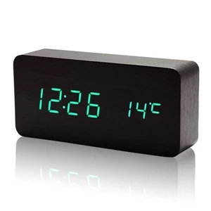Multifunction Sound Control Led Wooden Clock