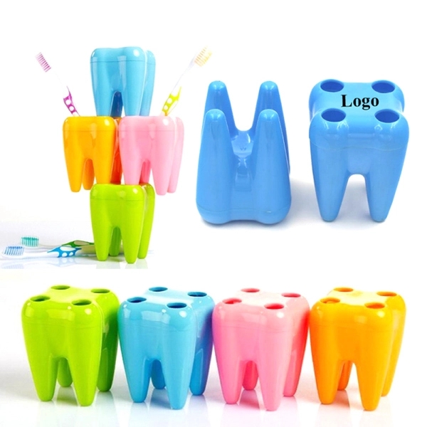 Multifunction Tooth Shaped Toothbrush Pen Holder Container - Image 1