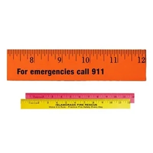 12" Fluorescent Wood Ruler - English Scale