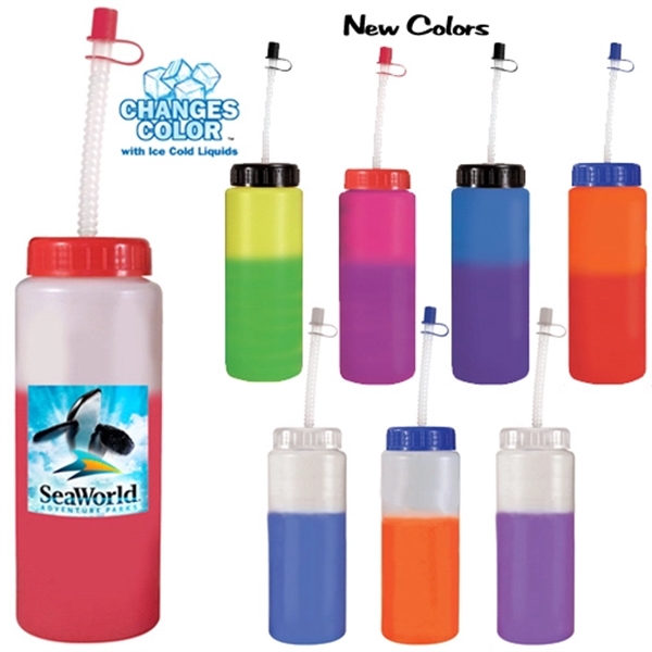 32 oz. Mood Sports Bottle With Flexible Straw, Full Color Di - Image 1
