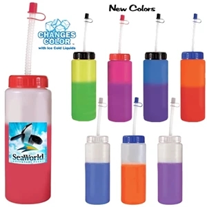 32 oz. Mood Sports Bottle With Flexible Straw, Full Color Di