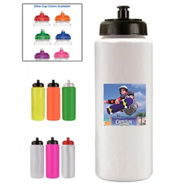 32oz. Sports Bottle w/Push 'n Pull Cap, Full Color Digital - Image 1
