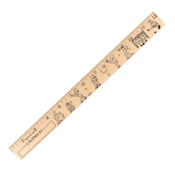 Kids Playing Sports "U" Color Rulers - Natural wood finish - Image 1