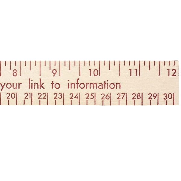 12" Natural Finish Wood Ruler - English And Metric Scale - Image 1