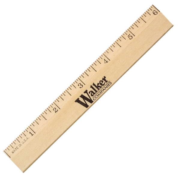 6" Clear Lacquer  Beveled Wood Ruler - Image 1