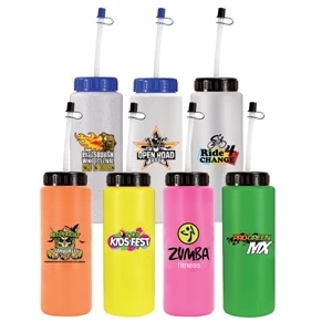 32oz. Sports Bottle With Flexible Straw, Full Color Digital