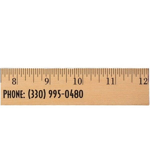 12" Clear Lacquer Wood Ruler - English Scale - Image 1
