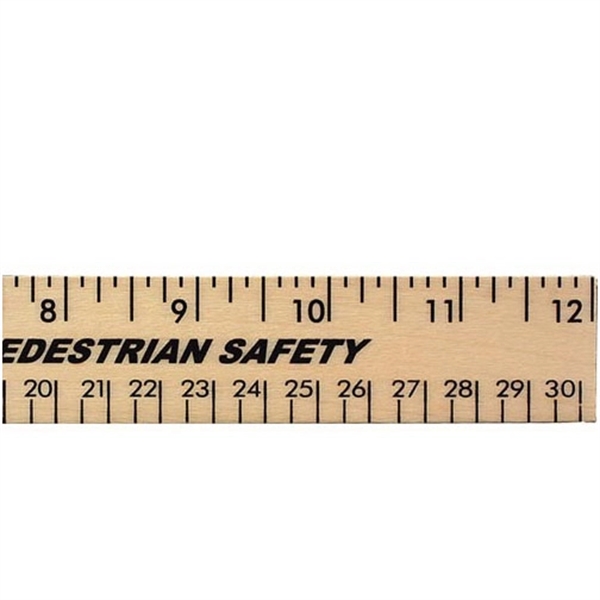 12" Clear Lacquer Wood Ruler - English & Metric Scale - Image 1