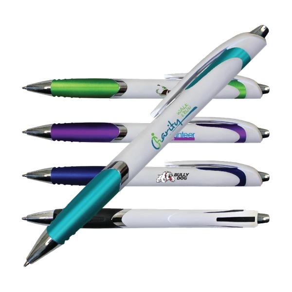 White Crest Grip Pen, Full Color Digital - Image 1