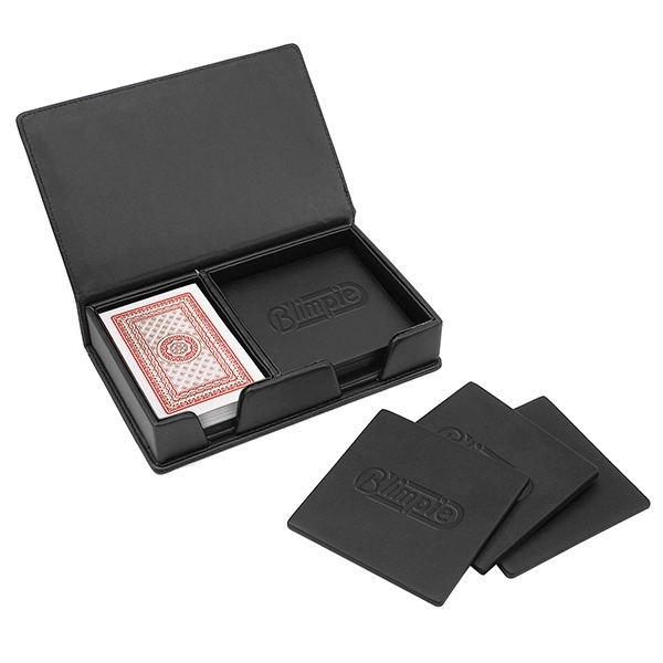 Leather Playing Card and Coaster Gift Set - Image 2