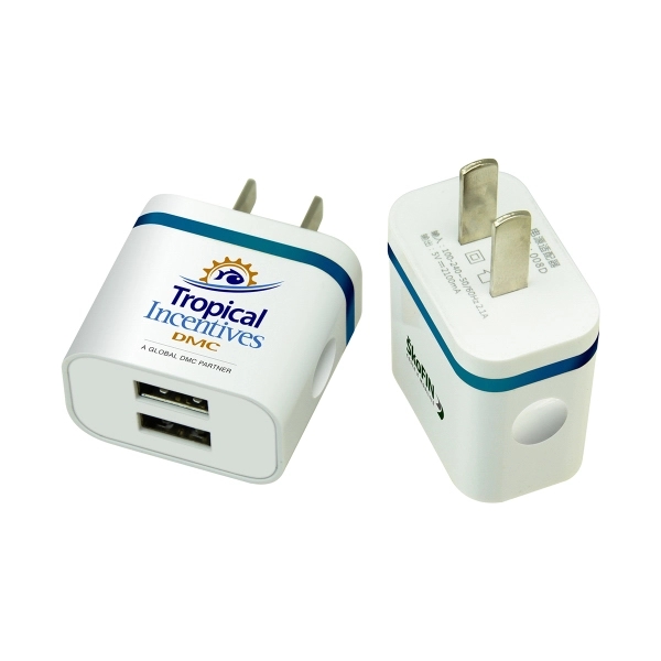 Zebra USB Wall Charger - Blue - Image 1