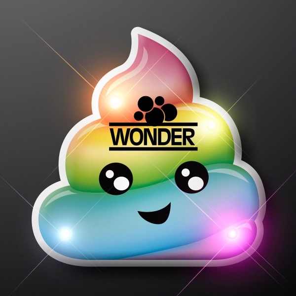Rainbow Poop Emoji LED Pins - Image 1
