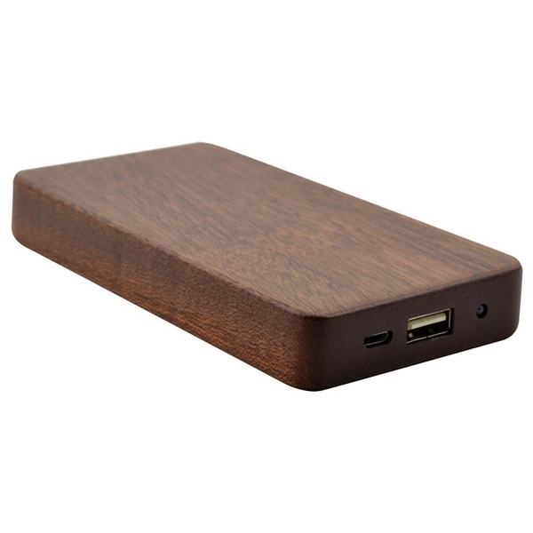 Rechargeable 8000mAh Power Bank with Solid Wood Block Casing - Image 1