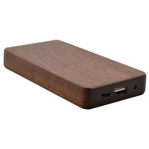 Rechargeable 8000mAh Power Bank with Solid Wood Block Casing