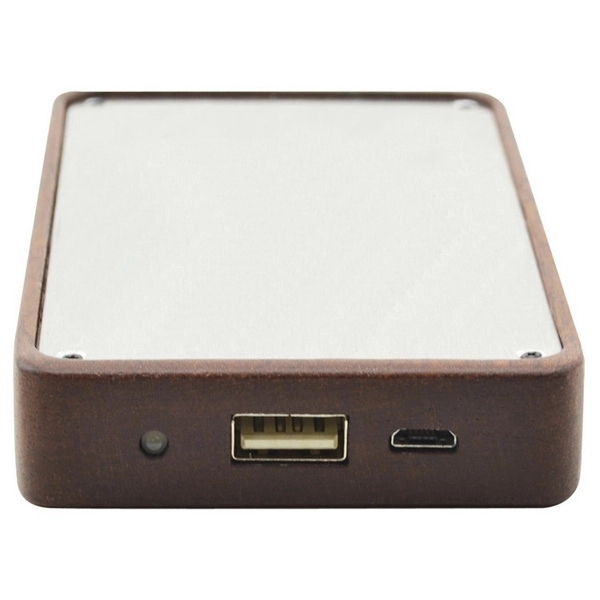 Rechargeable 8000mAh Power Bank with Solid Wood Block Casing - Image 3