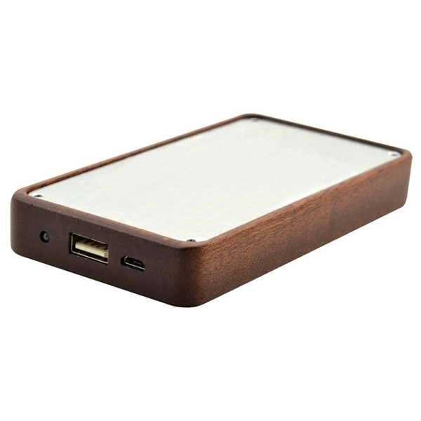 Rechargeable 8000mAh Power Bank with Solid Wood Block Casing - Image 4