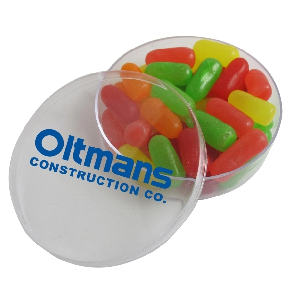 Small Round Acrylic Filled with Mike and Ike® Candy - Image 1