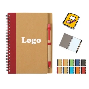 Paper Spiral Notebook With Pen