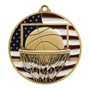 2 3/4" Basketball Patriotic Medallion