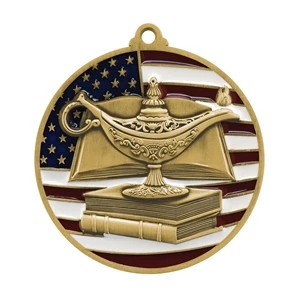 2 3/4" Book & Lamp Patriotic Medallion