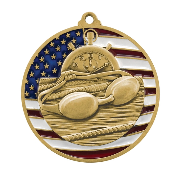 2 3/4" Swimming Patriotic Medallion