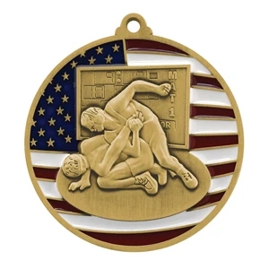 2 3/4" Wrestling Patriotic Medallion