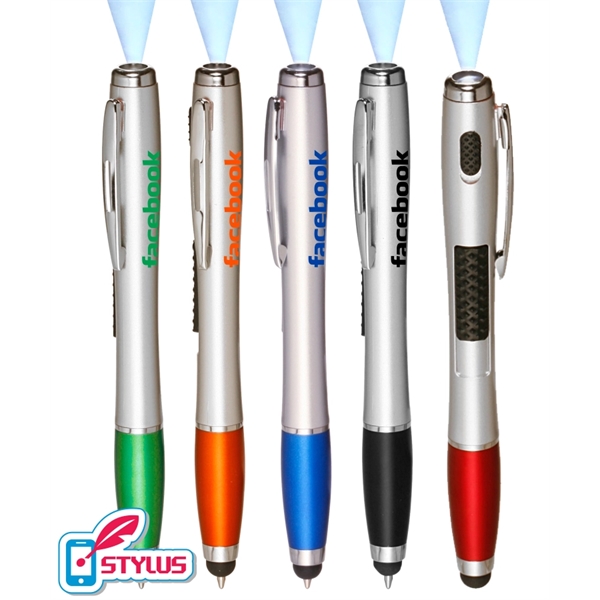 Union Printed, Promotional "3-in1" LED Flashlight Stylus Pen - Image 1