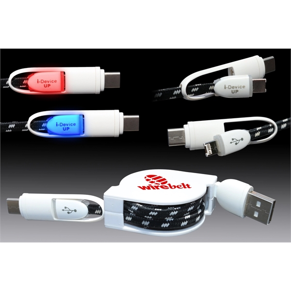 Retract-it Type C LED Lighted 3-in-1 USB Charging Cable - Image 5