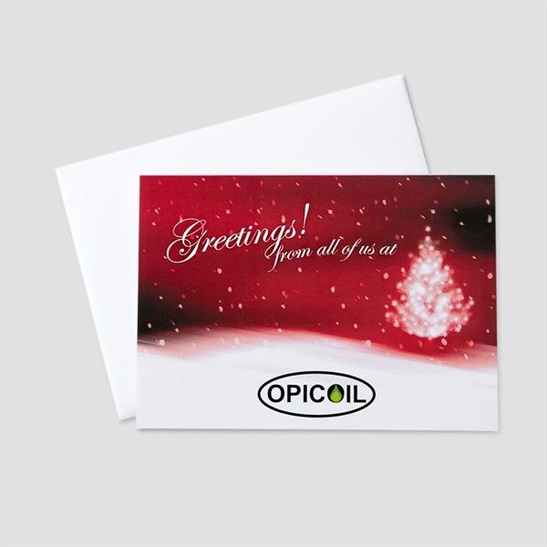 A Tree Aglow Holiday Card w/Front Cover Personalization