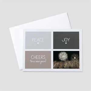 Peace, Joy & Cheers New Year Greeting Card