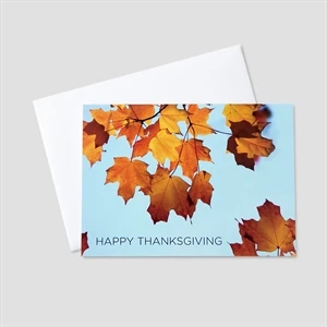 Leaves in Fall Sky Thanksgiving Greeting Card